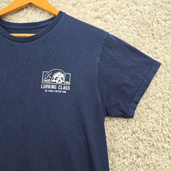 Lurking Class Shirt Mens Medium Blue Graphic Skeleton Tee Short Sleeve READ - Picture 4 of 9